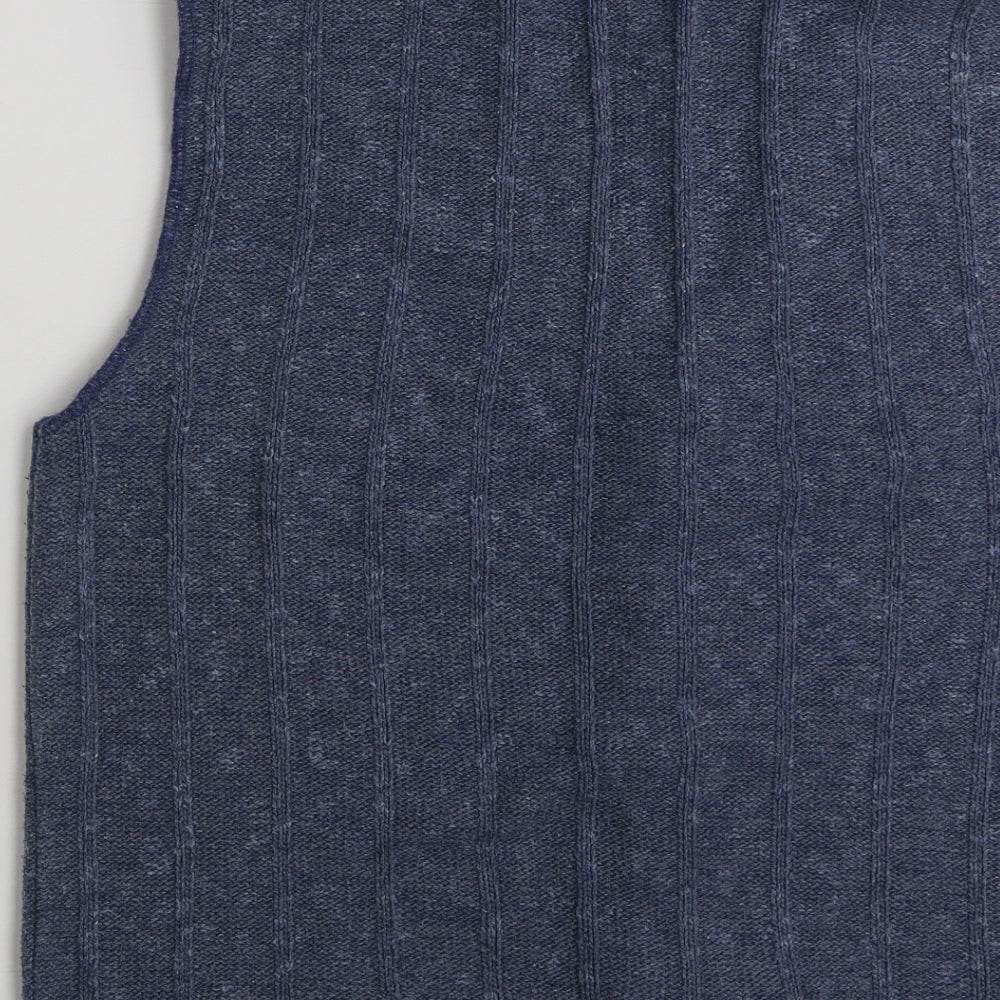 St Bernard Mens Blue V-Neck  Acrylic Vest Jumper Size M