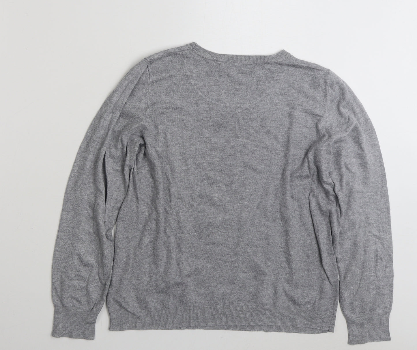 Marks and Spencer Womens Grey Crew Neck  Acrylic Pullover Jumper Size M   - Love Heart