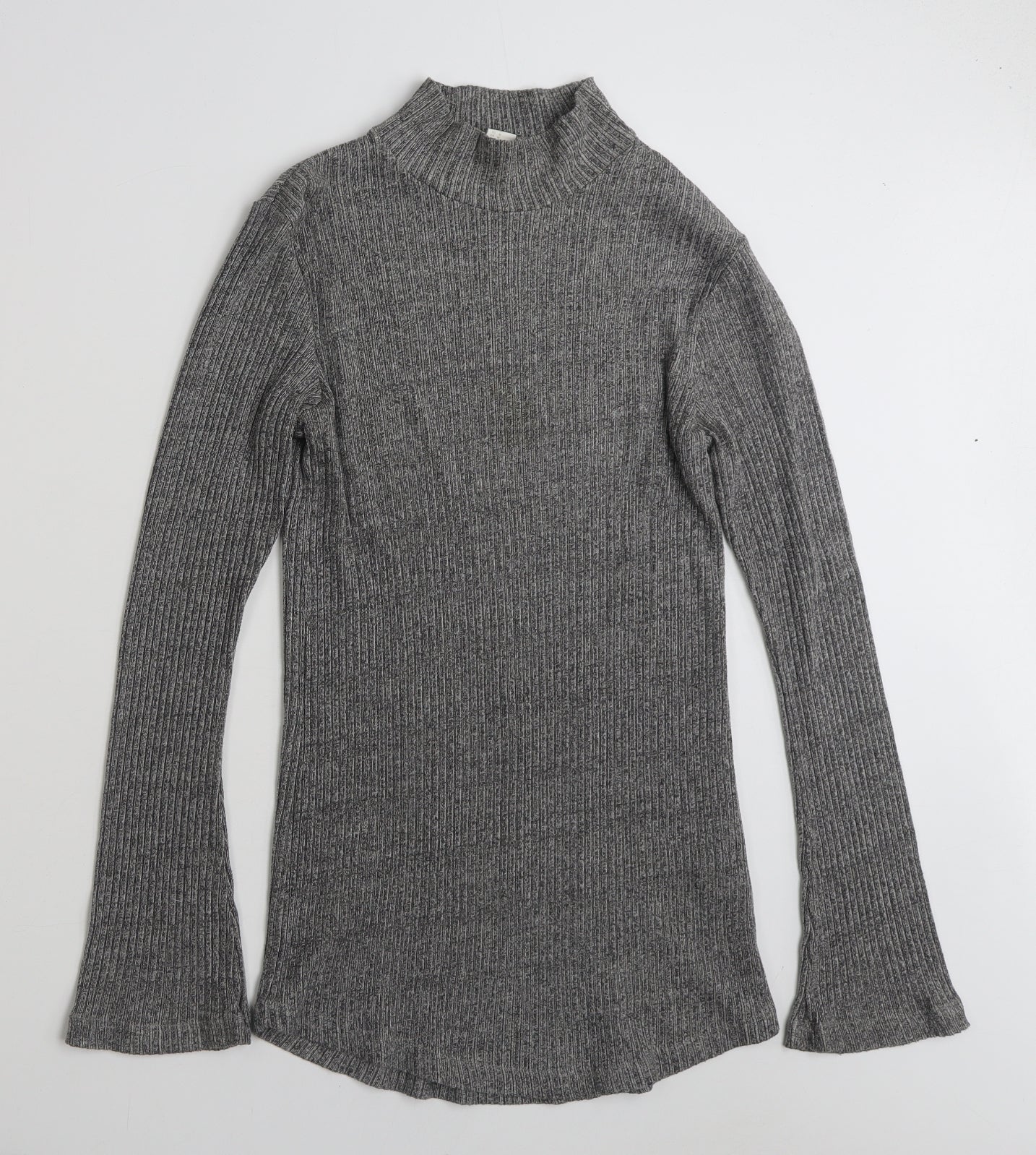 H&M Womens Grey High Neck  Cotton Pullover Jumper Size M