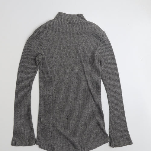 H&M Womens Grey High Neck  Cotton Pullover Jumper Size M