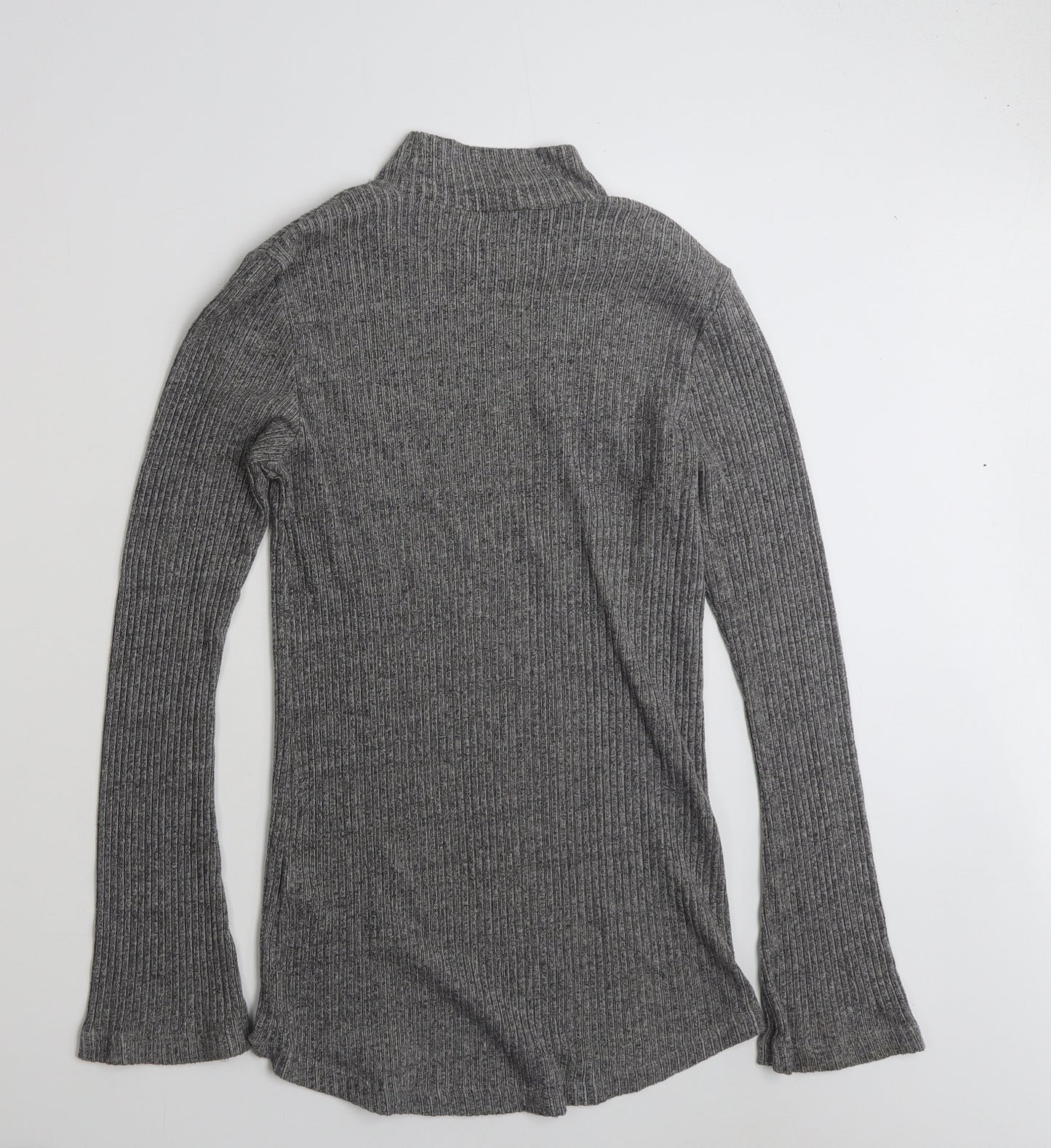 H&M Womens Grey High Neck  Cotton Pullover Jumper Size M