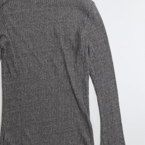H&M Womens Grey High Neck  Cotton Pullover Jumper Size M