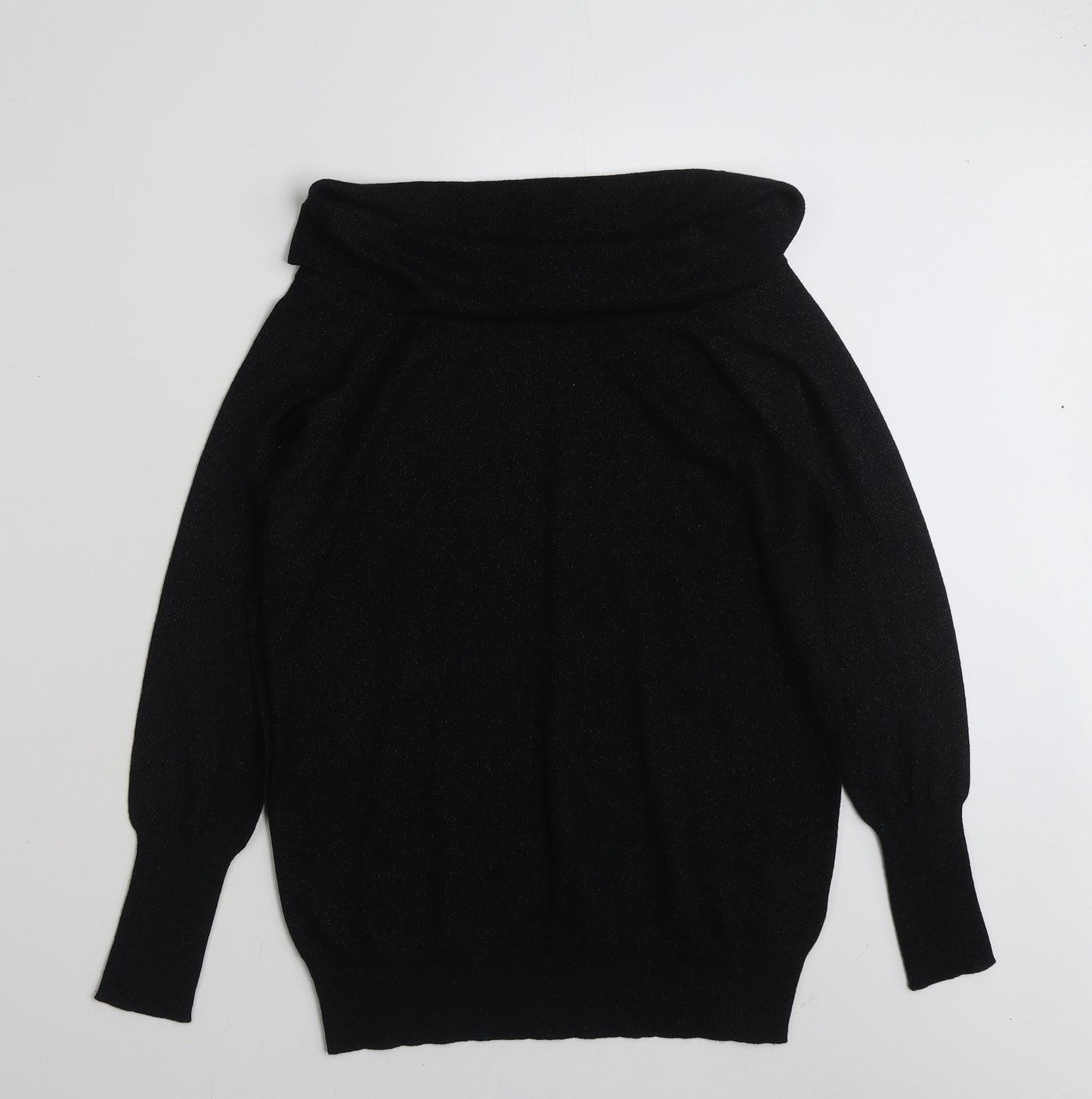 F&F Womens Black Roll Neck  Viscose Pullover Jumper Size 10