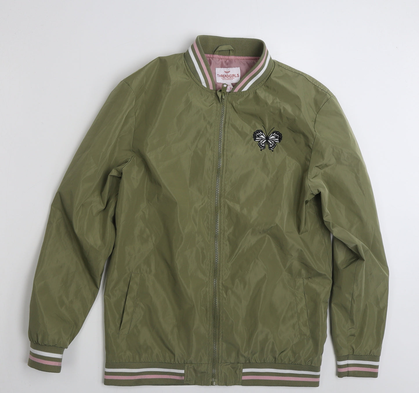 Threadgirls  Girls Green   Jacket  Size 13 Years  Zip - Butterfly
