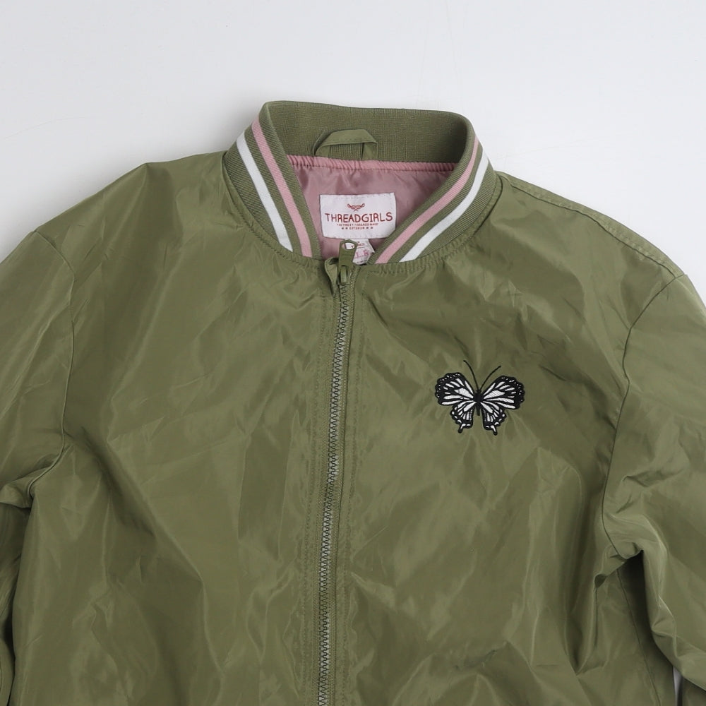 Threadgirls  Girls Green   Jacket  Size 13 Years  Zip - Butterfly