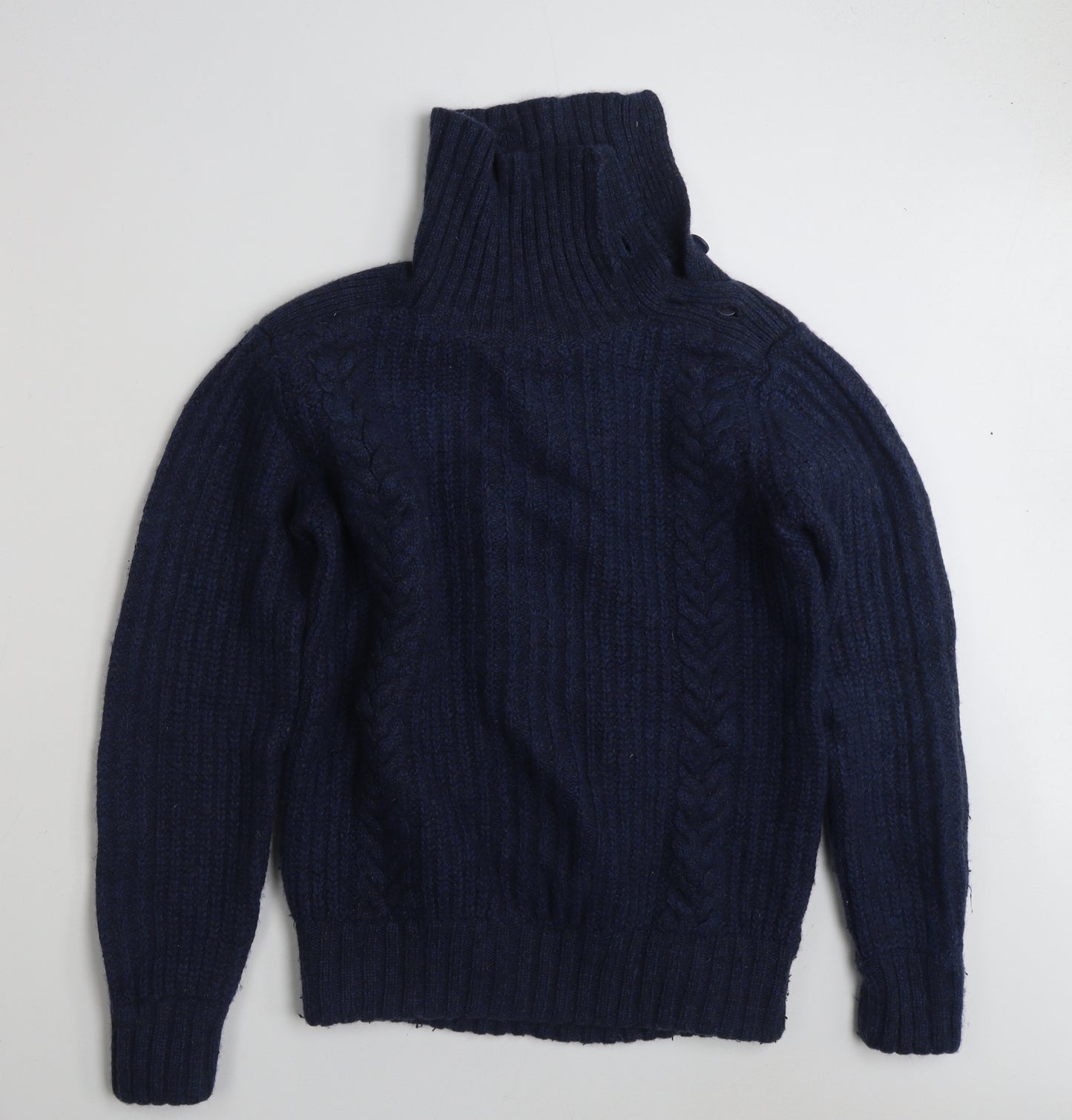 Fat Face Mens Blue Roll Neck  Wool Pullover Jumper Size M