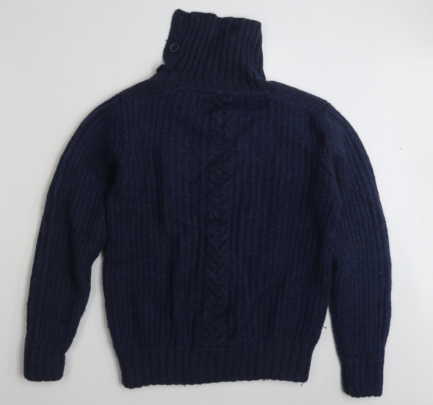 Fat Face Mens Blue Roll Neck  Wool Pullover Jumper Size M