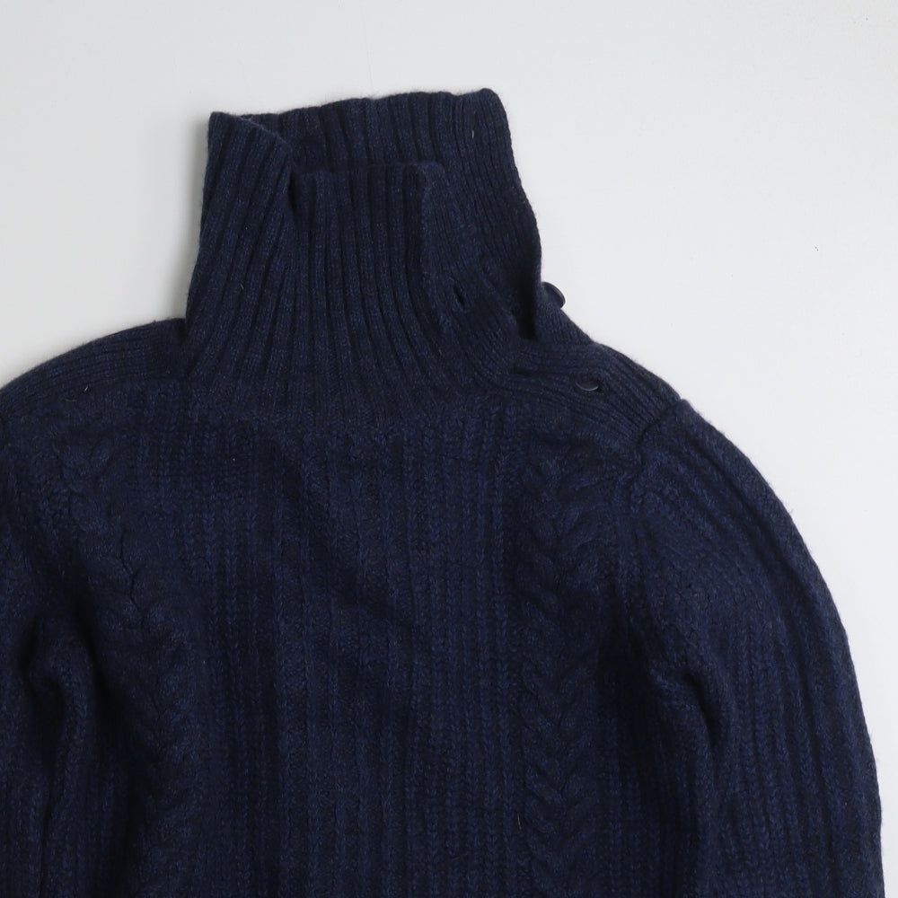 Fat Face Mens Blue Roll Neck  Wool Pullover Jumper Size M