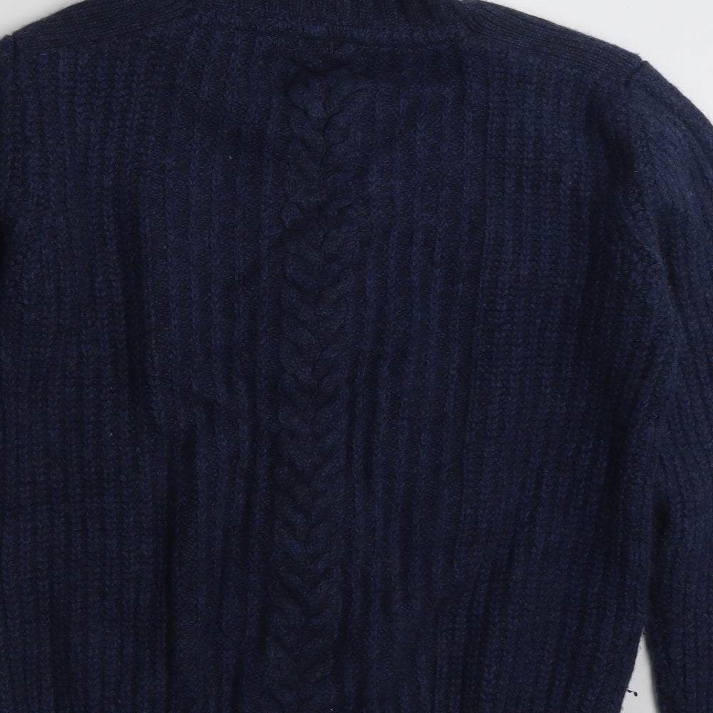 Fat Face Mens Blue Roll Neck  Wool Pullover Jumper Size M