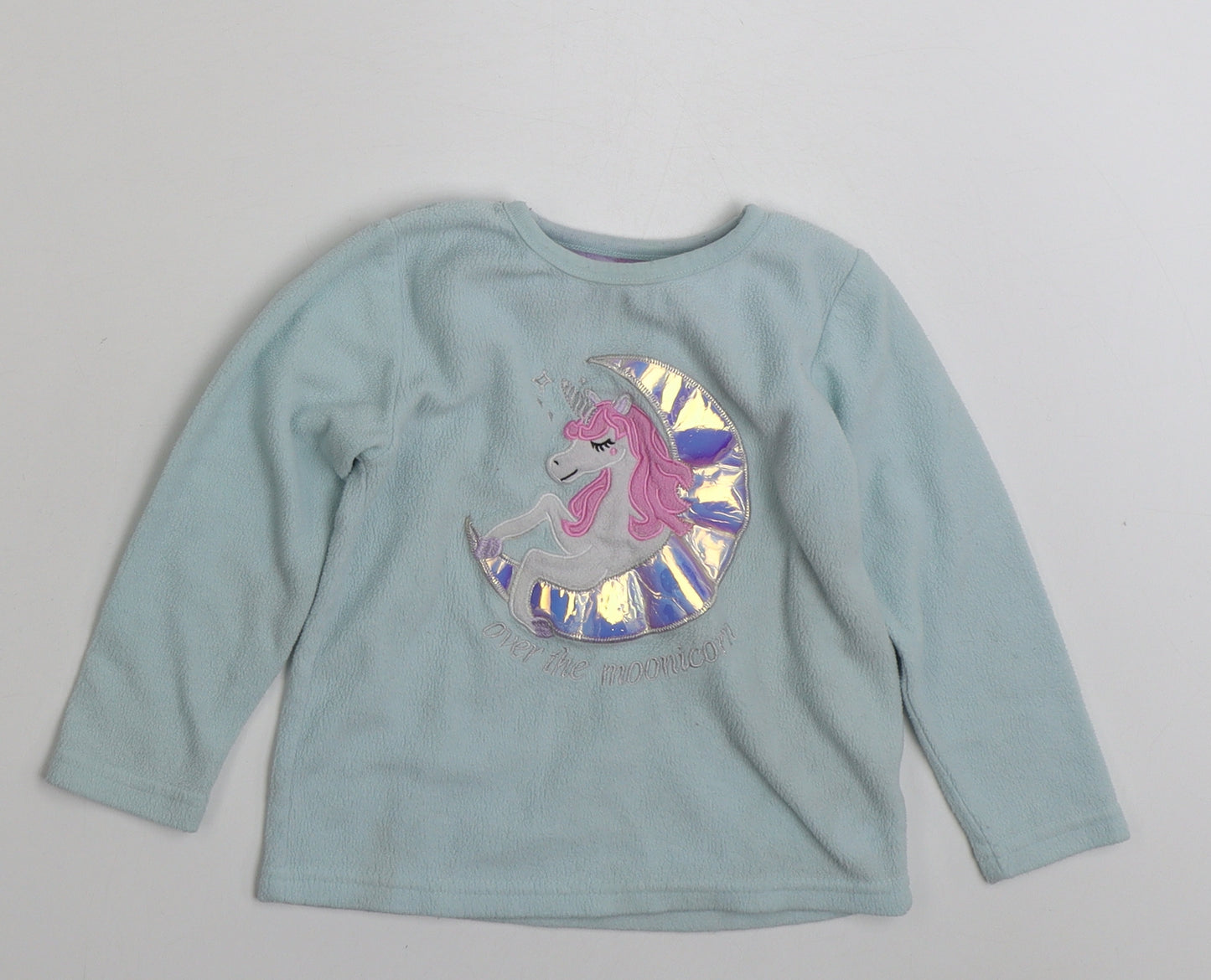 Primark Girls Blue  100% Polyester Pullover Sweatshirt Size 2-3 Years  Pullover - Over the Moonicorn!