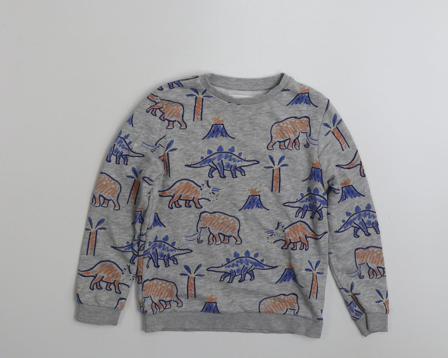 Marks and Spencer Boys Grey  Cotton Pullover Sweatshirt Size 6-7 Years  Pullover - Dinasour