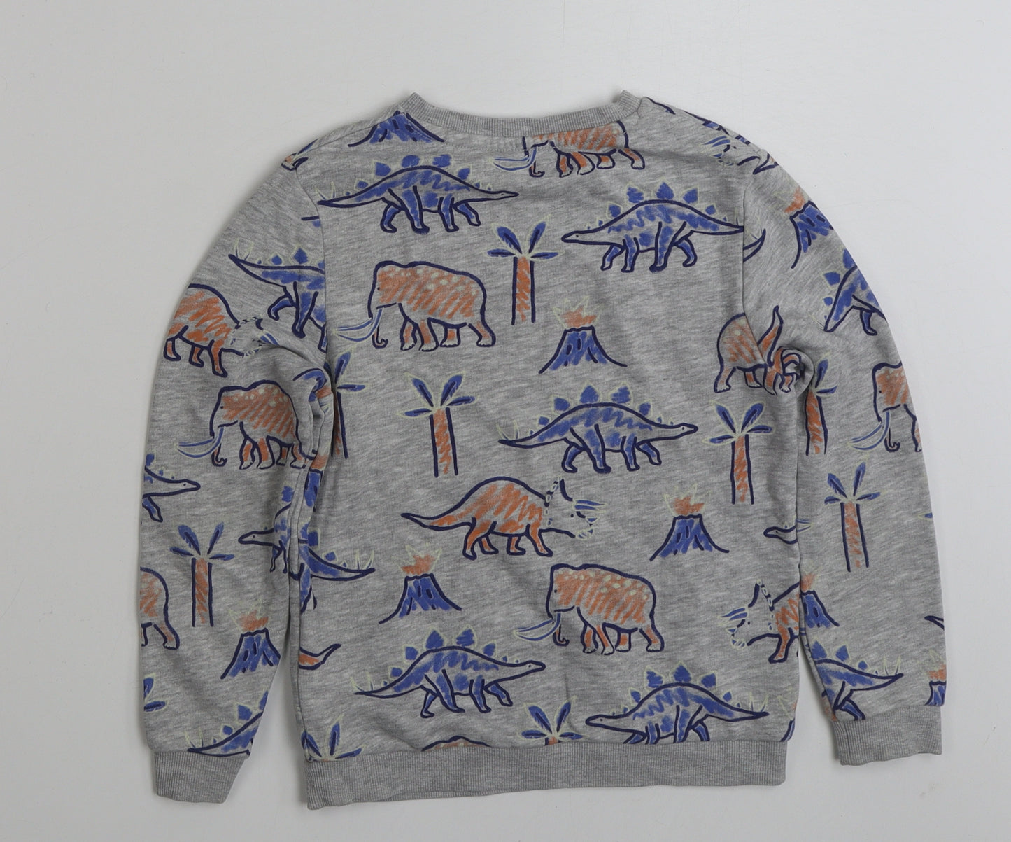 Marks and Spencer Boys Grey  Cotton Pullover Sweatshirt Size 6-7 Years  Pullover - Dinasour
