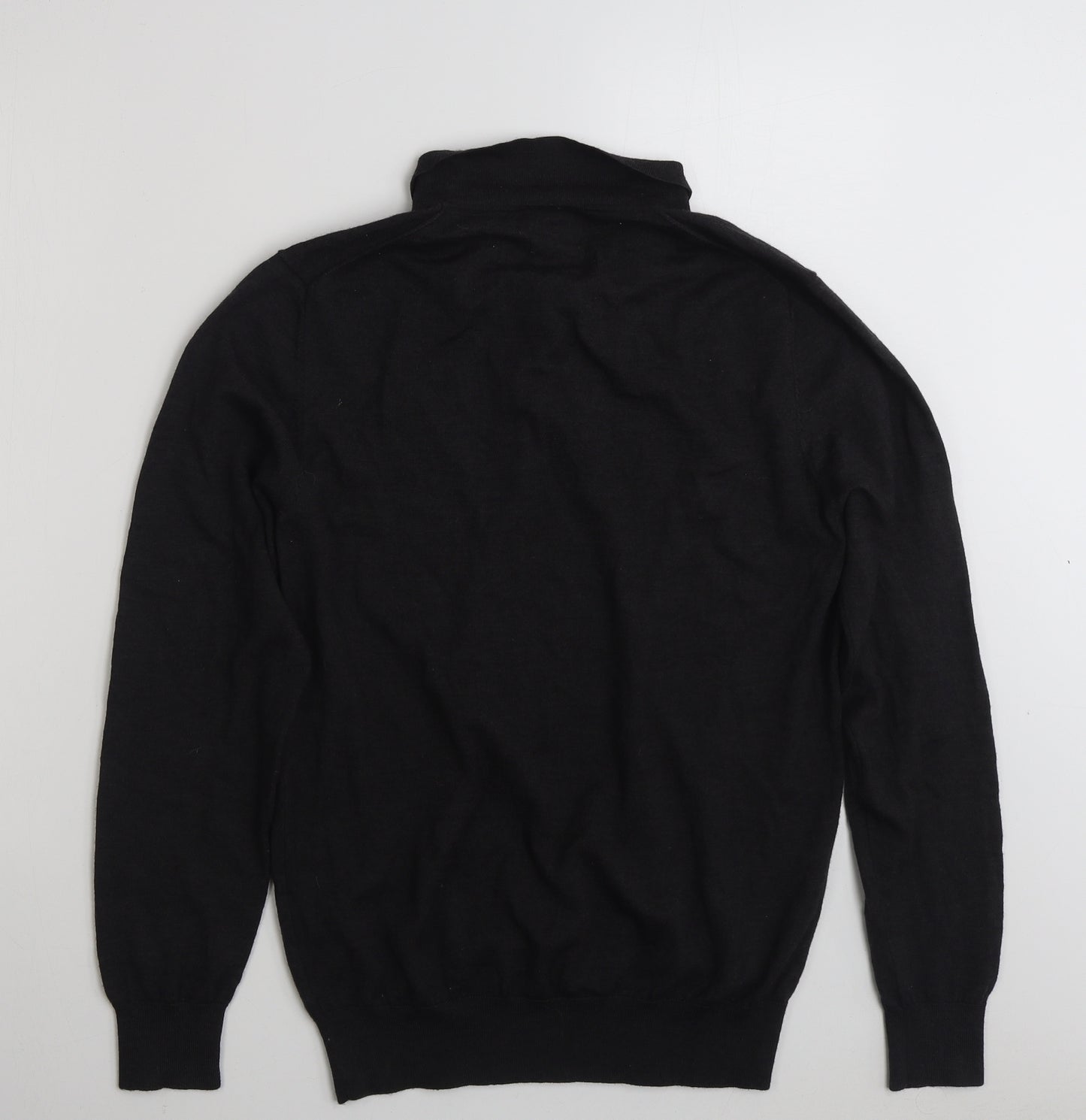 Lambretta Womens Black Collared  Wool Pullover Jumper Size L