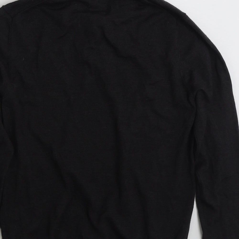 Lambretta Womens Black Collared  Wool Pullover Jumper Size L