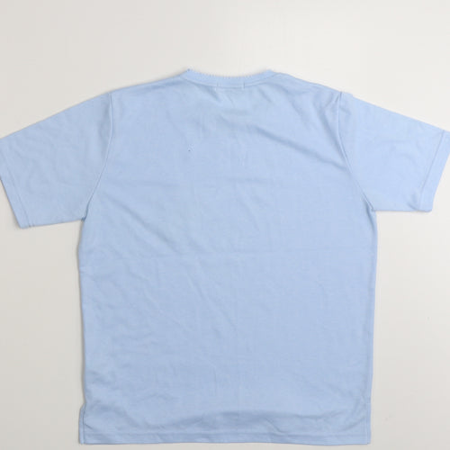 Beaumonde Womens Blue Floral Polyester Basic T-Shirt Size 10 Round Neck - Size 10-12