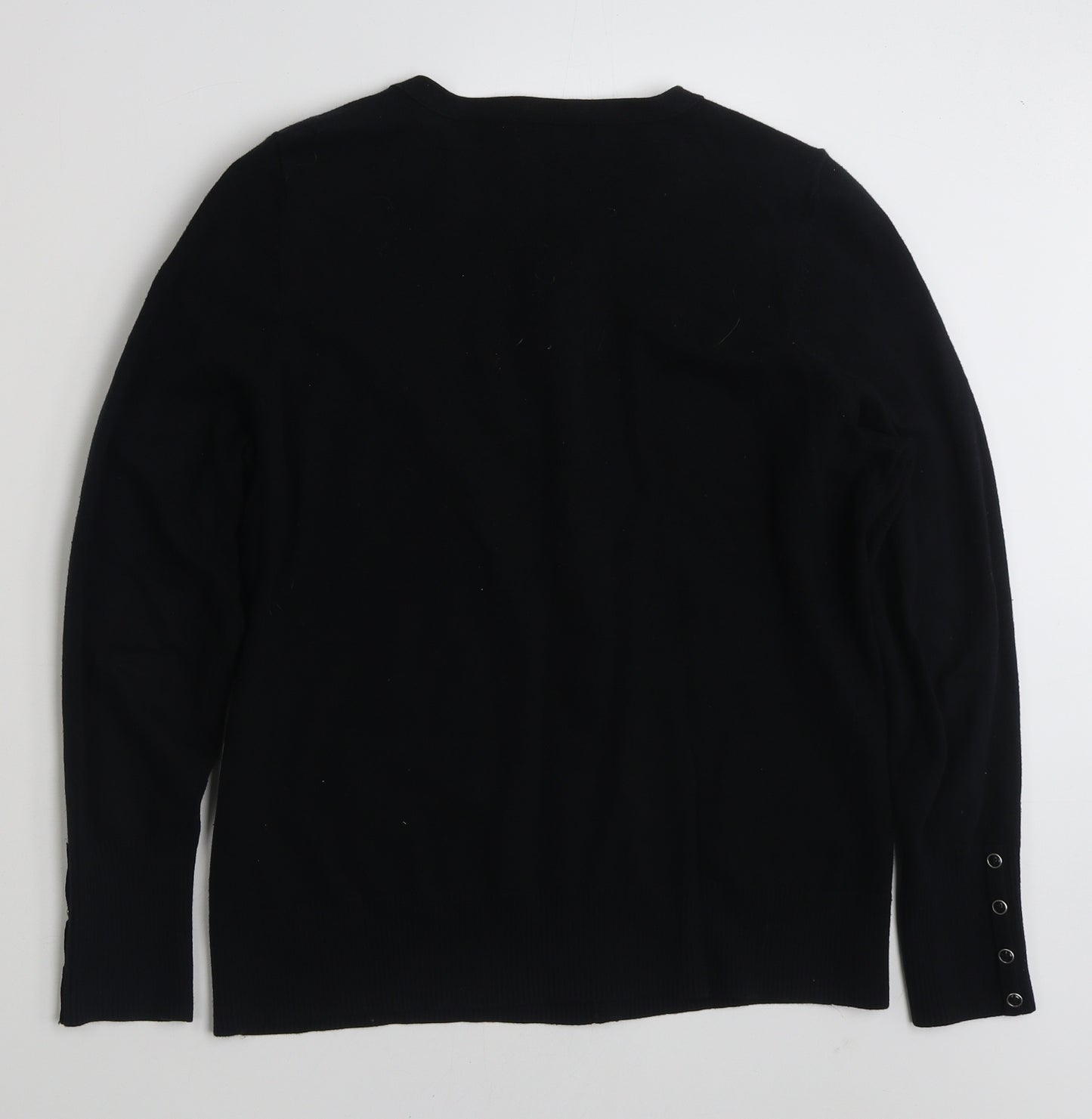 Red Herring Womens Black Scoop Neck  Cotton Cardigan Jumper Size 18