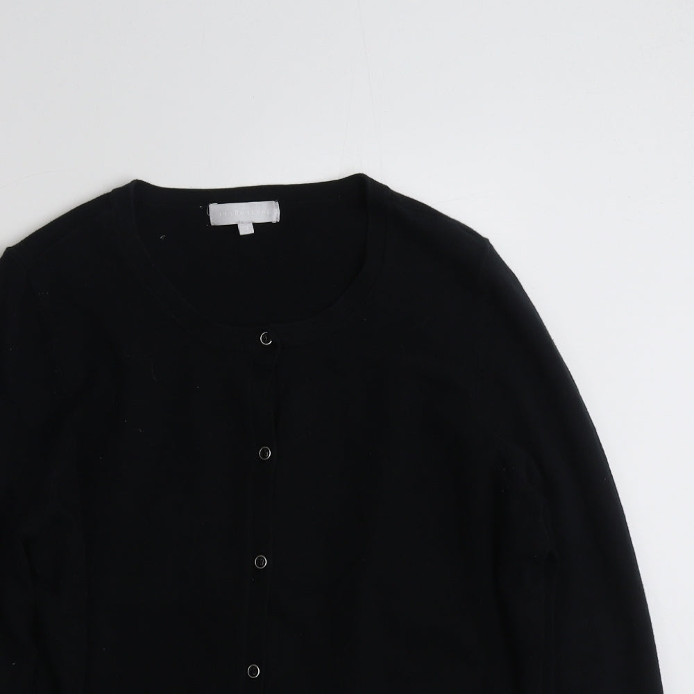 Red Herring Womens Black Scoop Neck  Cotton Cardigan Jumper Size 18