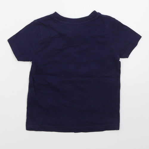 F&F Boys Blue  Cotton Basic T-Shirt Size 12-18 Months Crew Neck Pullover - Euro 2020