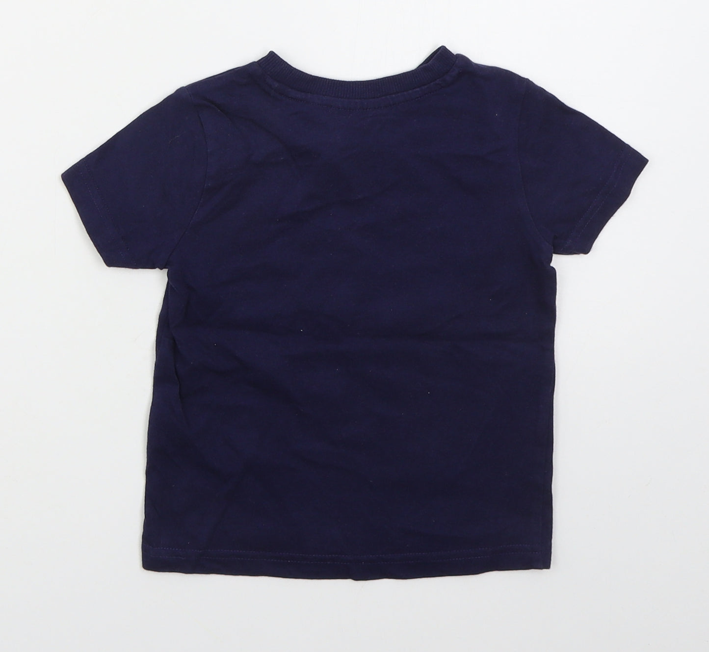 F&F Boys Blue  Cotton Basic T-Shirt Size 12-18 Months Crew Neck Pullover - Euro 2020