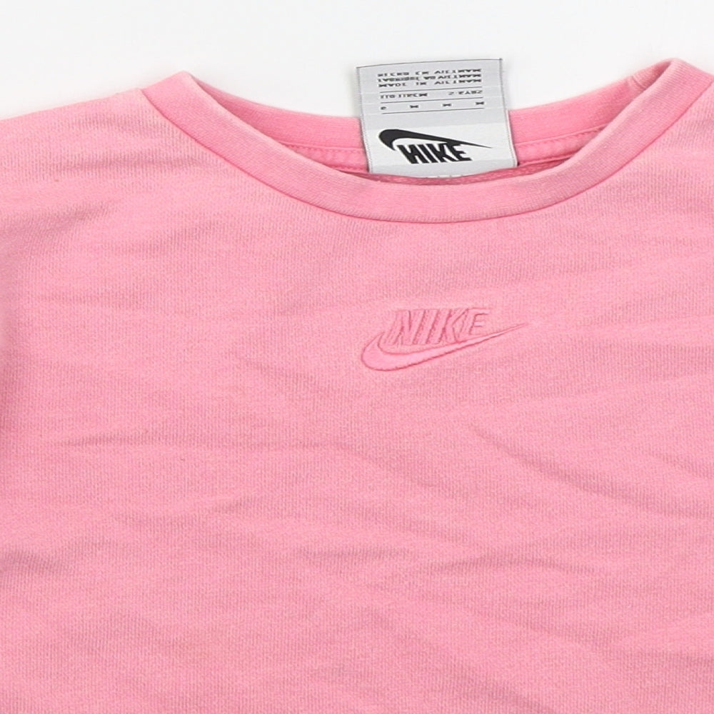 Nike Girls Pink  Cotton Pullover Sweatshirt Size 5-6 Years  Pullover