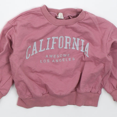 SheIn Girls Pink  Cotton Pullover Sweatshirt Size 2 Years  Pullover - California