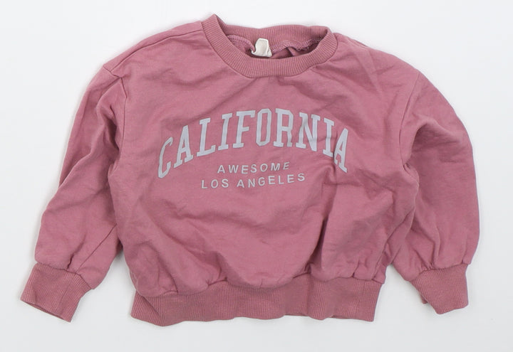 SheIn Girls Pink  Cotton Pullover Sweatshirt Size 2 Years  Pullover - California