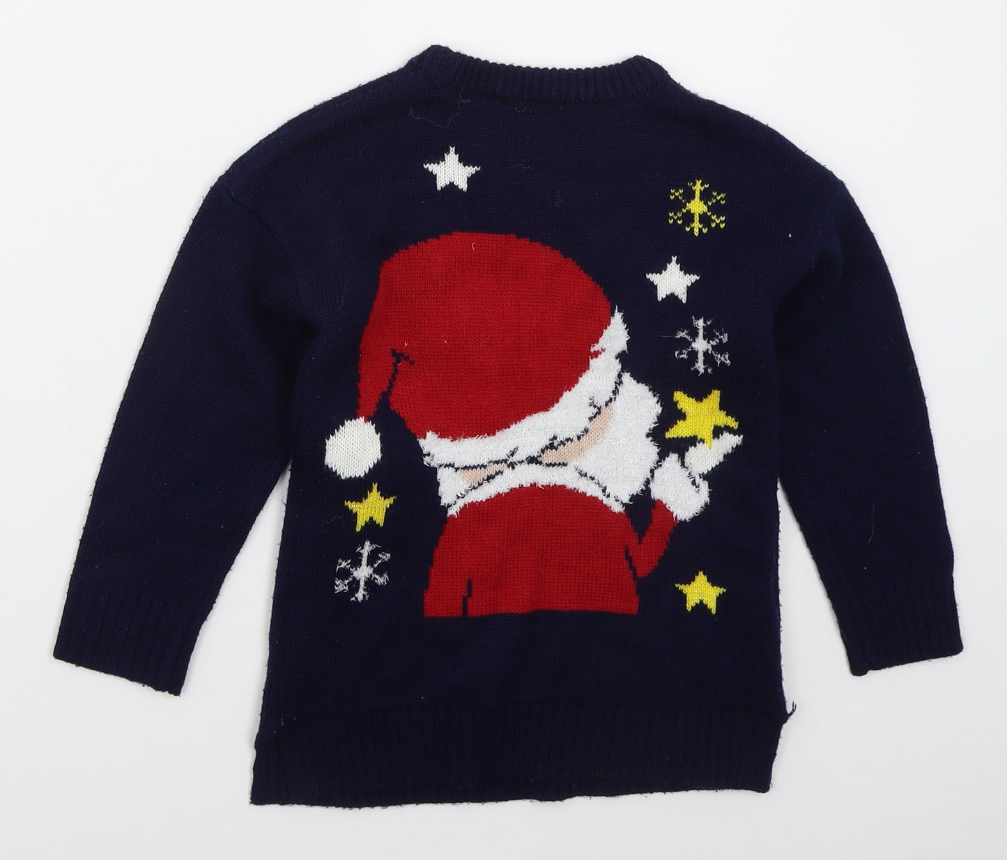 TU Girls Blue Crew Neck  Acrylic Pullover Jumper Size 6 Years  Pullover - Sleigh Bells Bling