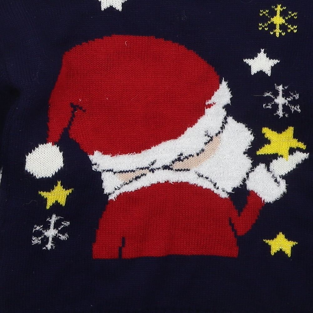 TU Girls Blue Crew Neck  Acrylic Pullover Jumper Size 6 Years  Pullover - Sleigh Bells Bling