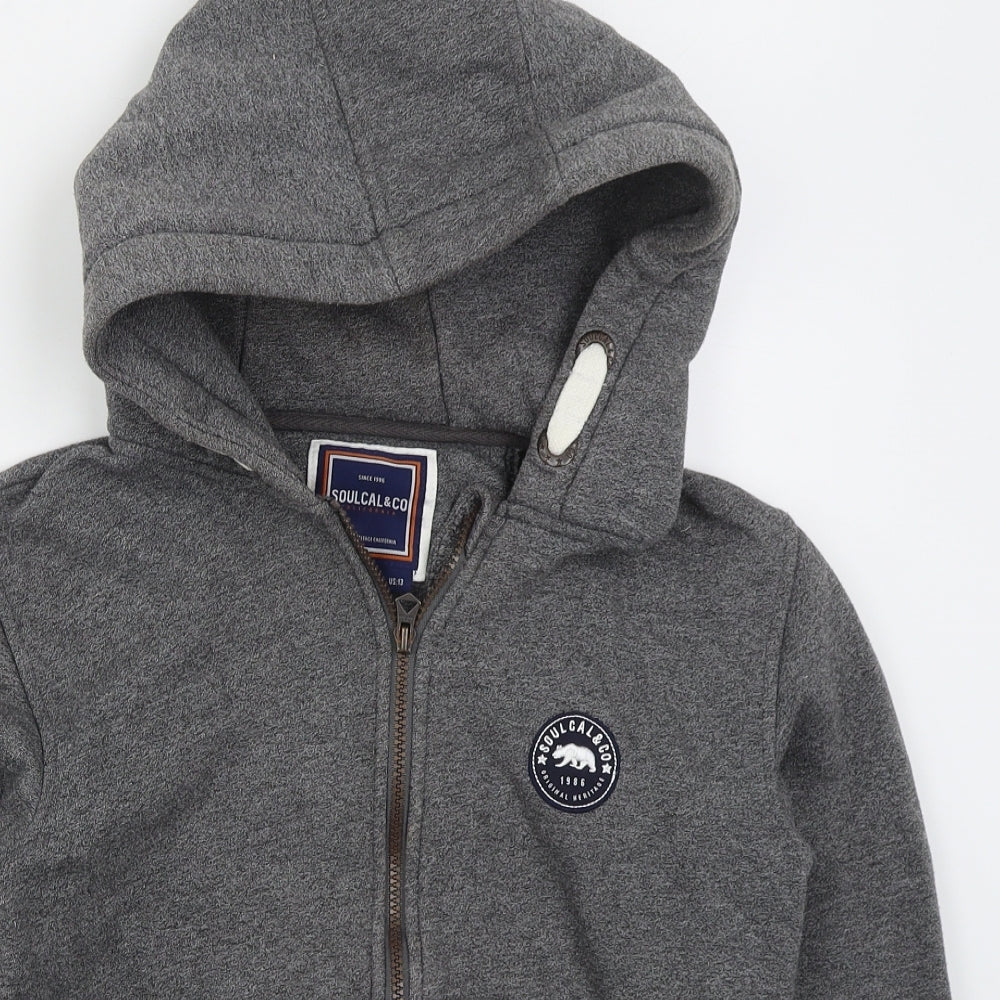 SoulCal&Co Girls Grey  Cotton Full Zip Hoodie Size 13 Years  Zip