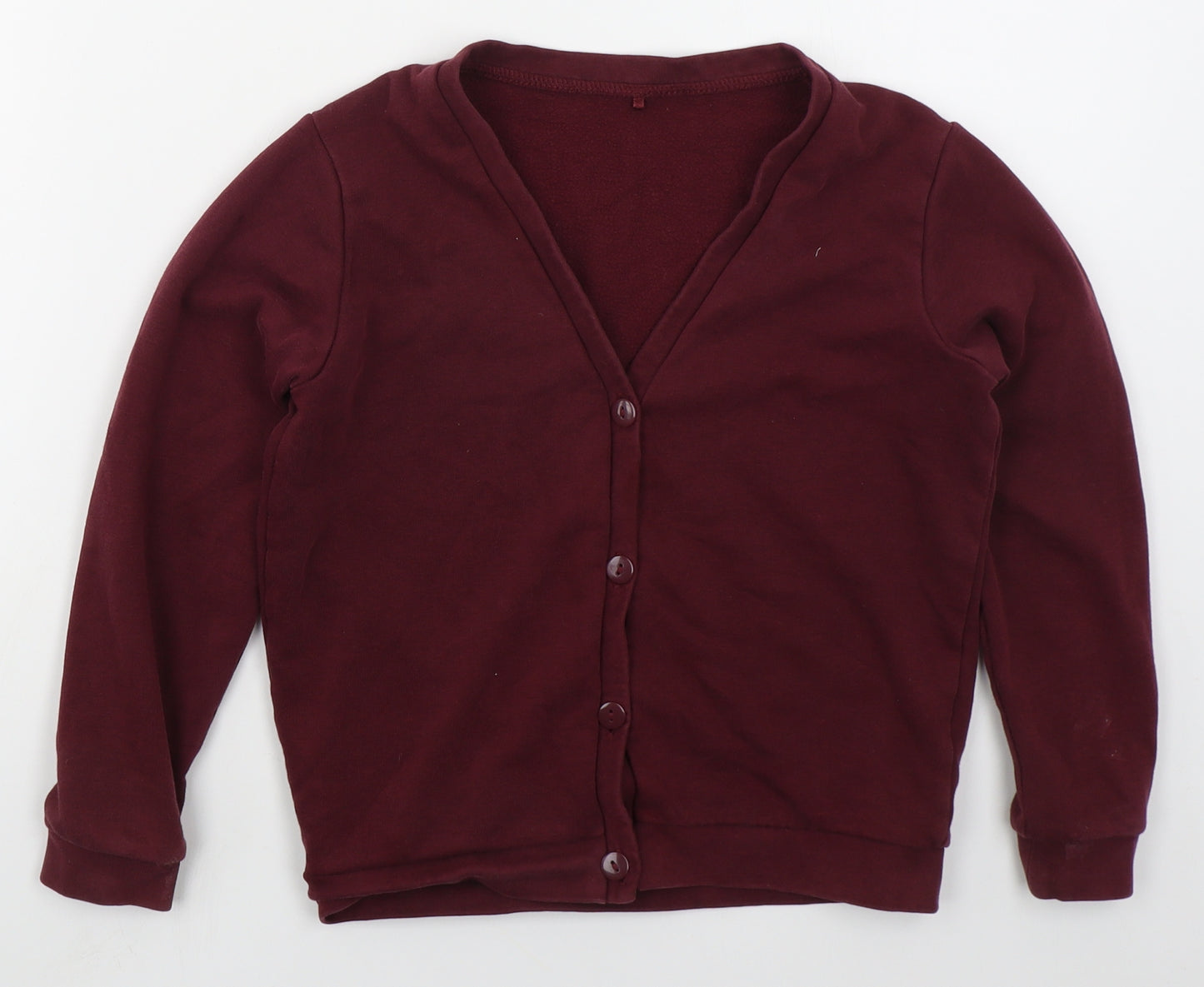 George Girls Red V-Neck  Cotton Cardigan Jumper Size 8-9 Years  Button - Burgundy
