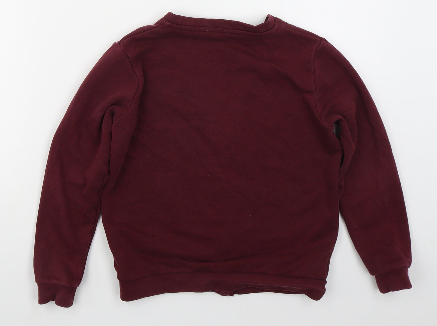 George Girls Red V-Neck  Cotton Cardigan Jumper Size 8-9 Years  Button - Burgundy