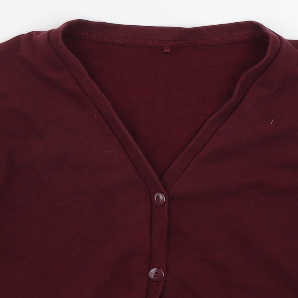 George Girls Red V-Neck  Cotton Cardigan Jumper Size 8-9 Years  Button - Burgundy