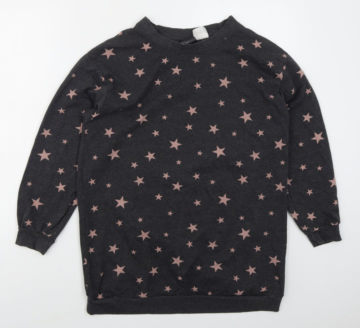 H&M Womens Green Cotton Pullover Sweatshirt Size S Pullover - Stars