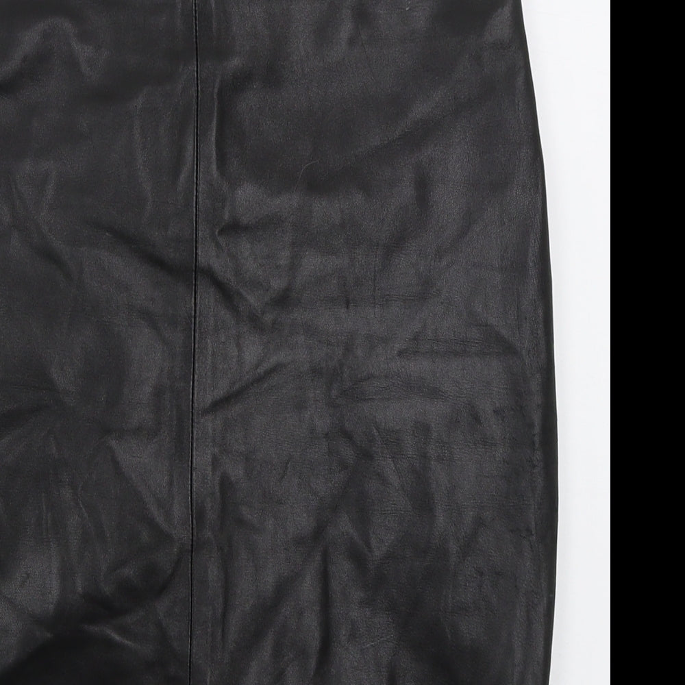 Joseph Womens Black  Leather Straight & Pencil Skirt Size L   Zip