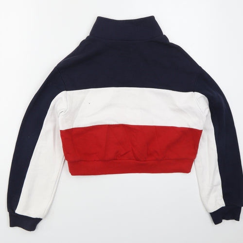 H&M Womens Blue Striped Cotton Pullover Sweatshirt Size XS  Zip - Red Original