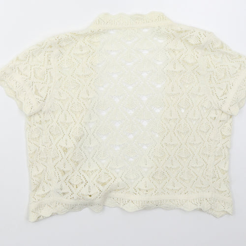 Per Una Womens Ivory V-Neck  Acrylic Cardigan Jumper Size 12