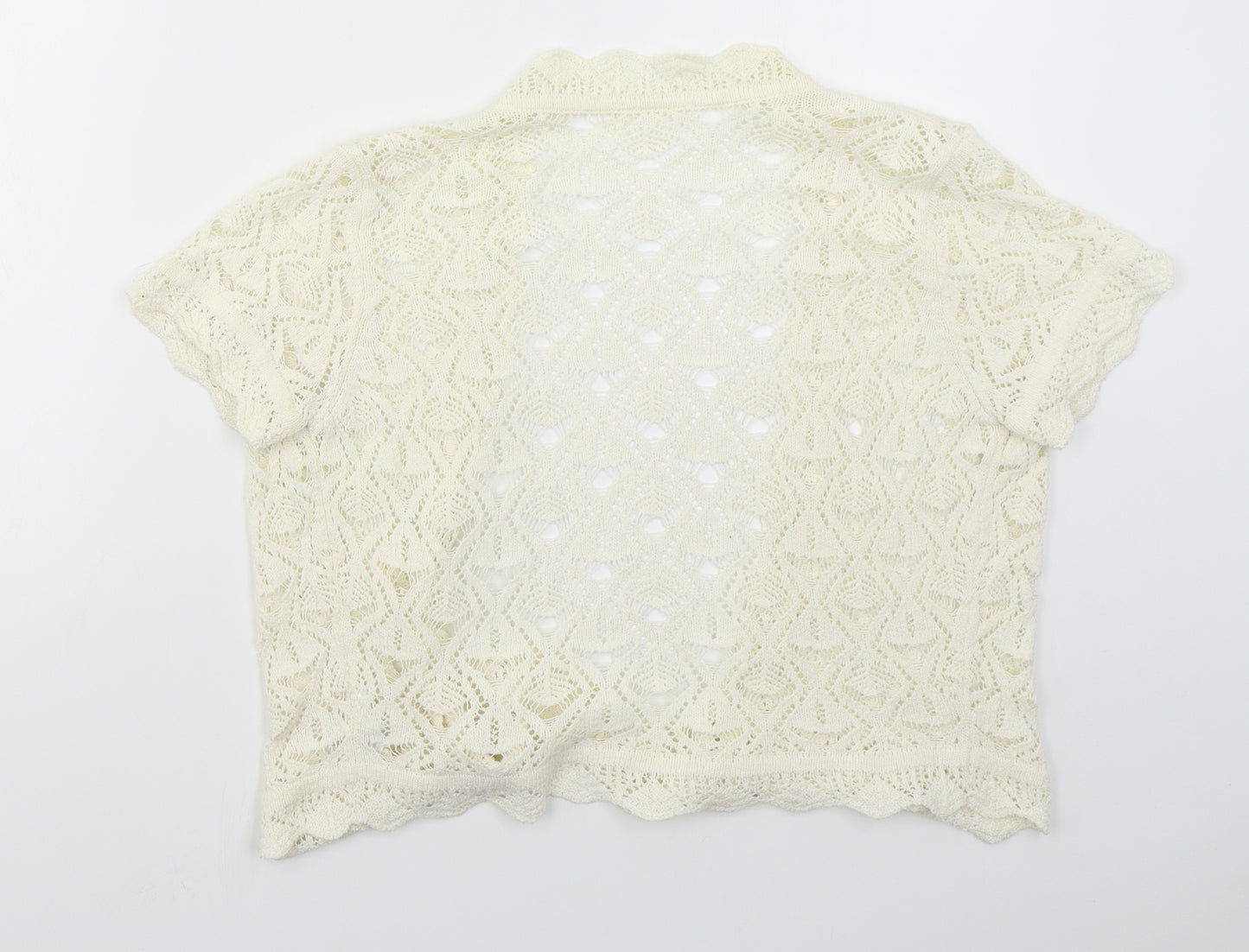 Per Una Womens Ivory V-Neck  Acrylic Cardigan Jumper Size 12