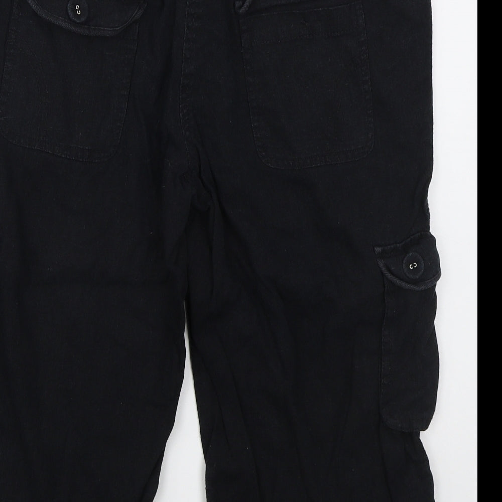 Papaya Womens Black  Linen Bermuda Shorts Size 12 L15 in Regular Button