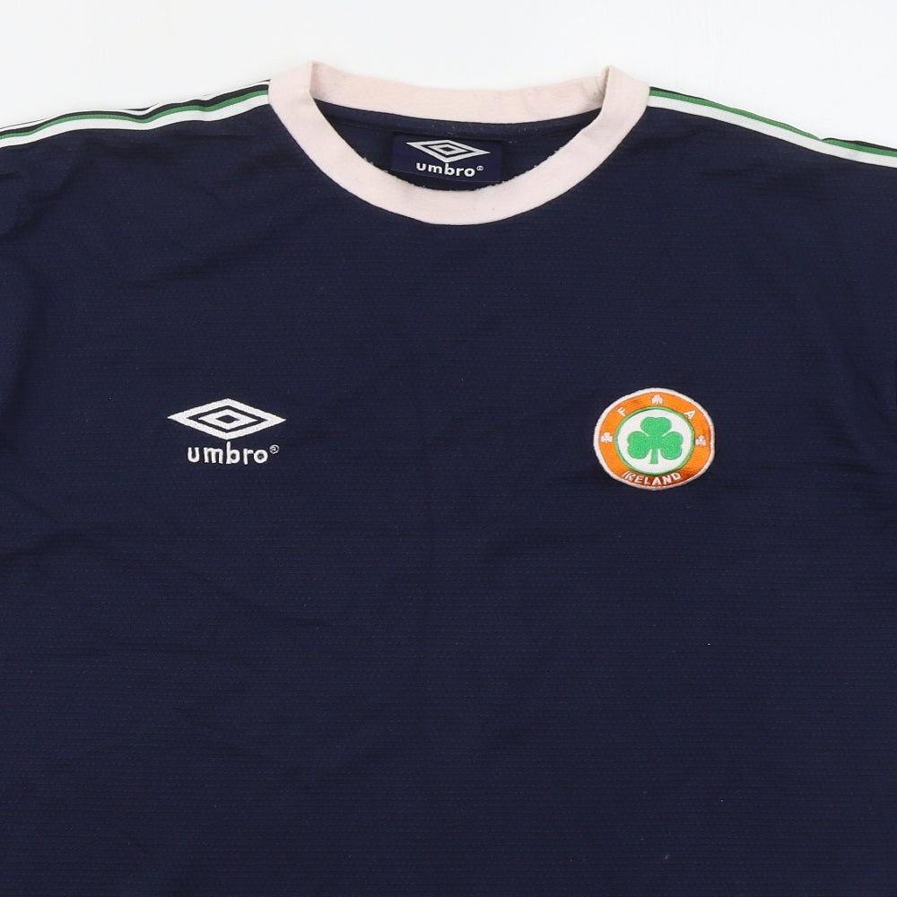 Umbro Mens Blue  Polyester  T-Shirt Size L Crew Neck  - Ireland