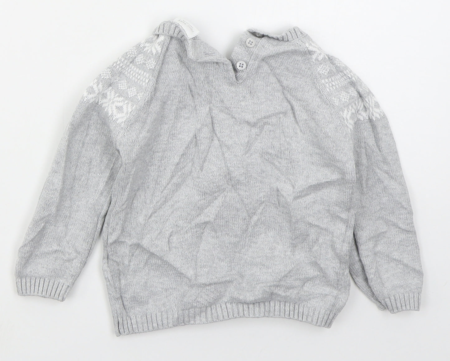 NEXT Baby Grey Fair Isle Cotton Pullover Jumper Size 18-24 Months  Pullover