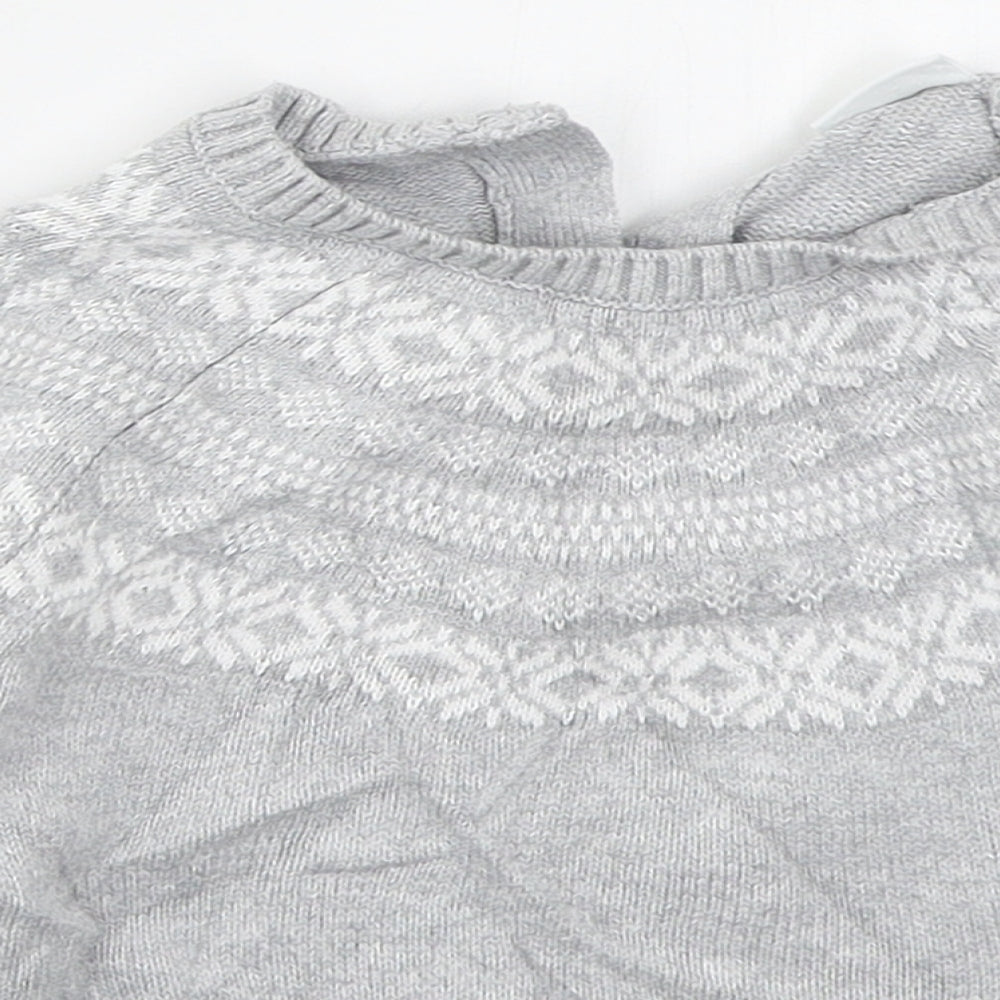 NEXT Baby Grey Fair Isle Cotton Pullover Jumper Size 18-24 Months  Pullover