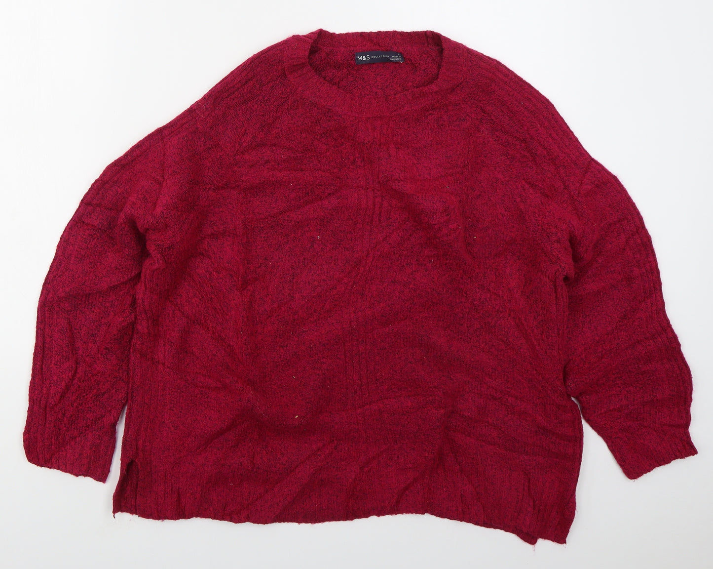 Marks and Spencer Womens Pink Crew Neck  Acrylic Pullover Jumper Size L