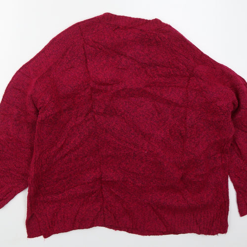Marks and Spencer Womens Pink Crew Neck  Acrylic Pullover Jumper Size L