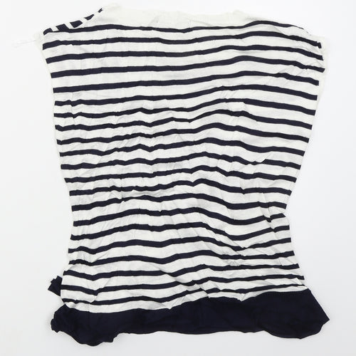 Marks and Spencer Womens Blue Boat Neck Striped Viscose Vest Jumper Size 10