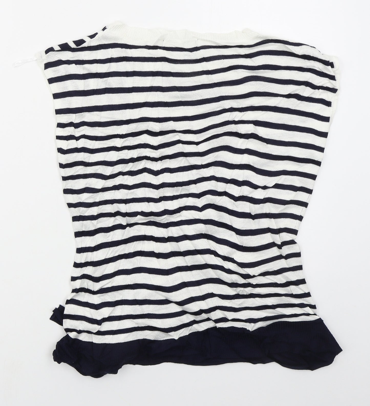 Marks and Spencer Womens Blue Boat Neck Striped Viscose Vest Jumper Size 10