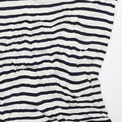 Marks and Spencer Womens Blue Boat Neck Striped Viscose Vest Jumper Size 10