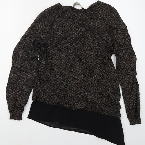 Oasis Womens Gold Crew Neck  Cotton Pullover Jumper Size XS