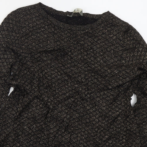 Oasis Womens Gold Crew Neck  Cotton Pullover Jumper Size XS