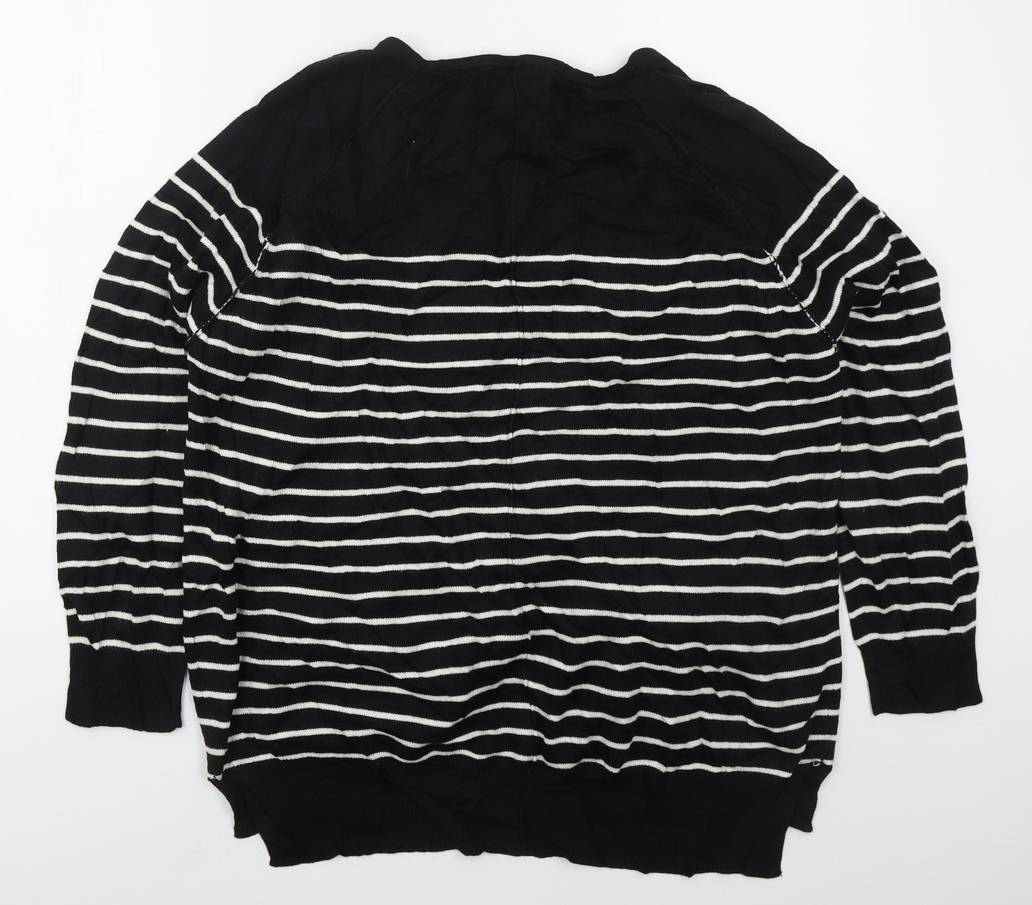 Papaya Womens Black Round Neck Striped Acrylic Pullover Jumper Size 18