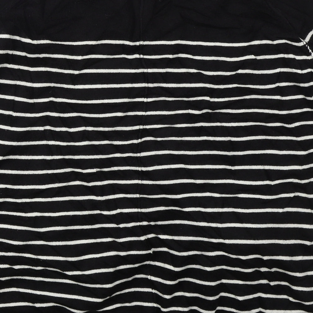 Papaya Womens Black Round Neck Striped Acrylic Pullover Jumper Size 18